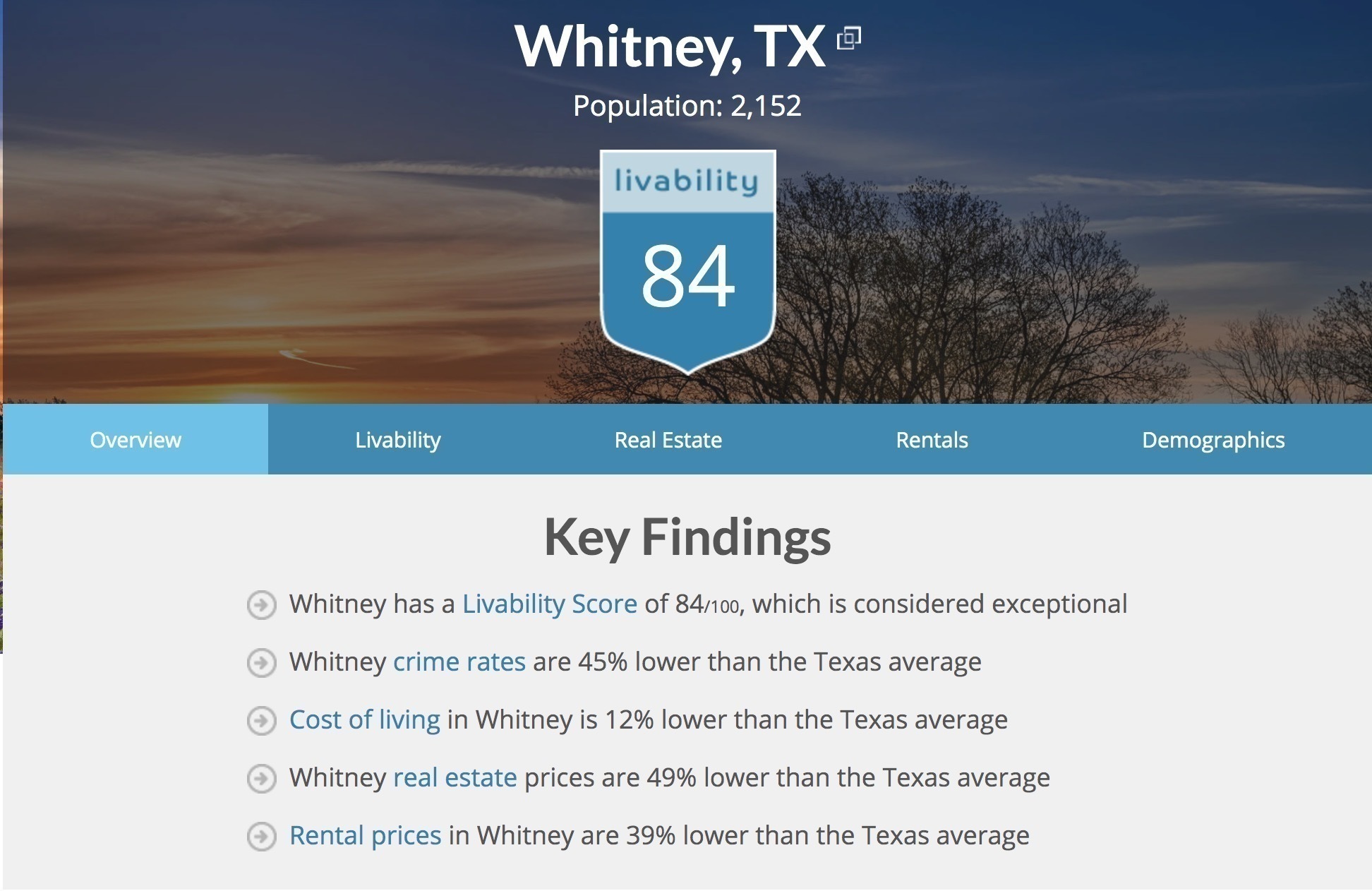 Whitney Livability Index